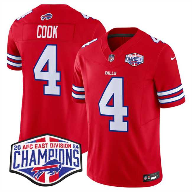 Men%27s Buffalo Bills #4 James Cook Red F.U.S.E. 2024 AFC East Division Champions Vapor Limited Stitched Jersey->buffalo bills->NFL Jersey